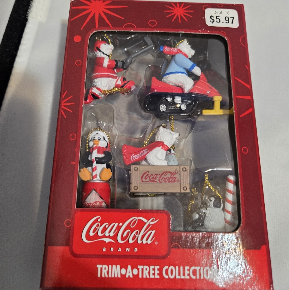 Coca Cola Trim-A-Tree Penguin and Polar Bear Set -